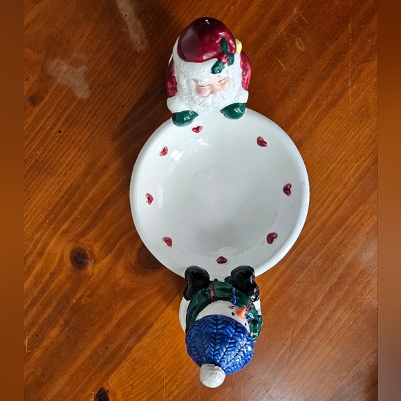 NWOT Christmas Snowman Santa Bowl Cracker Set - Picture 3 of 16